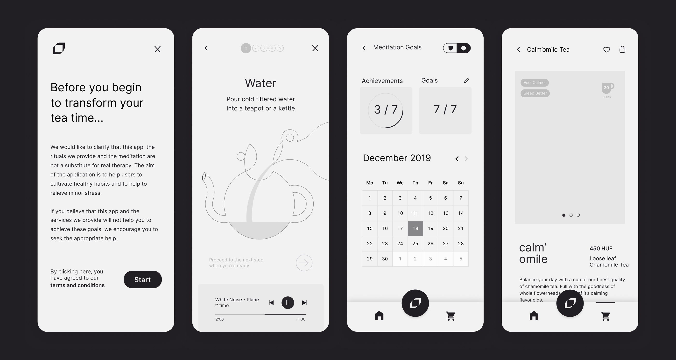 T'time app wireframes